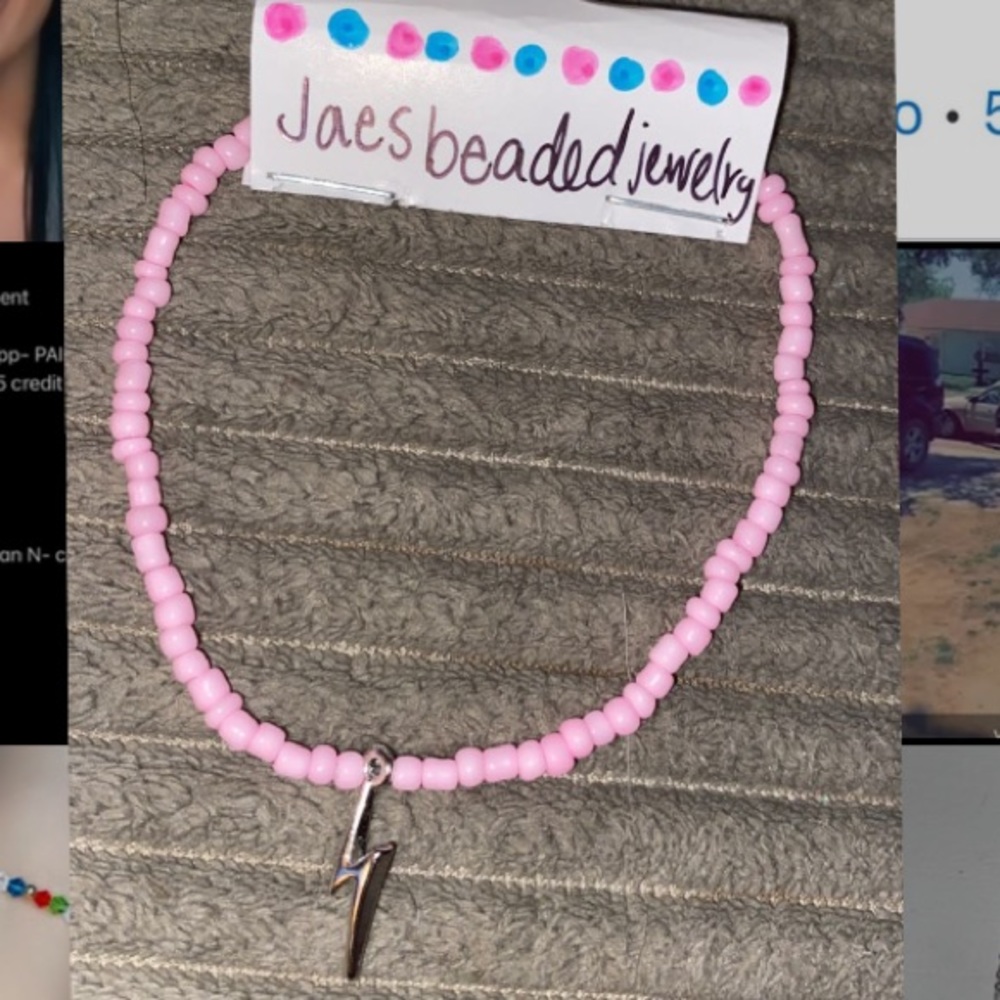 Beaded lightning bolt anklet